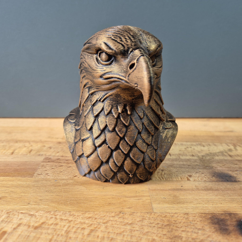 Buste Aigle Royal – Statue Oiseau Majestueux – Sculpture Bronze Style Vintage Imprimée en 3D