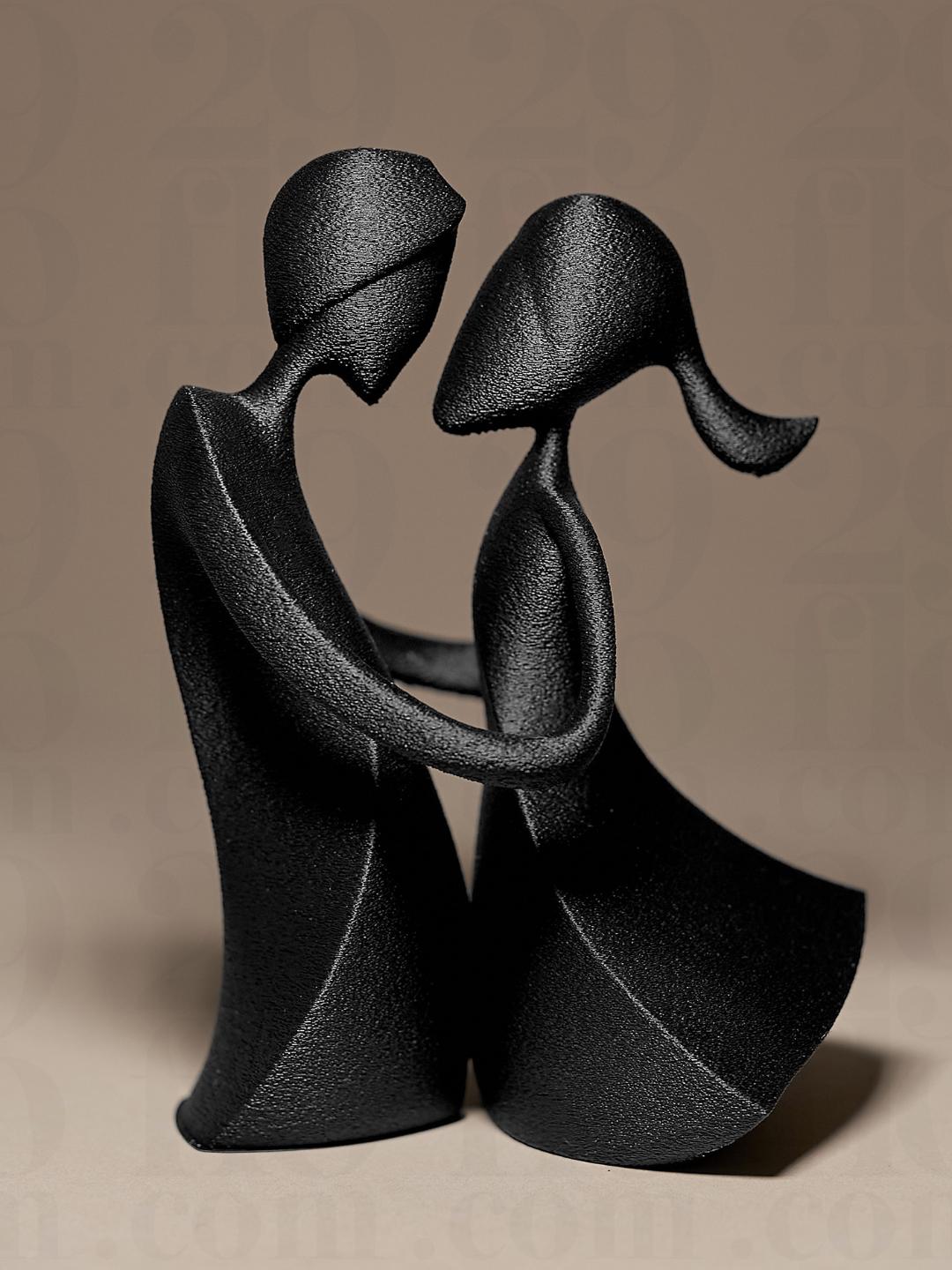 Sculpture Couple Moderne Noir – Statue Amour Minimaliste – Décoration Romantique Design Imprimée en 3D