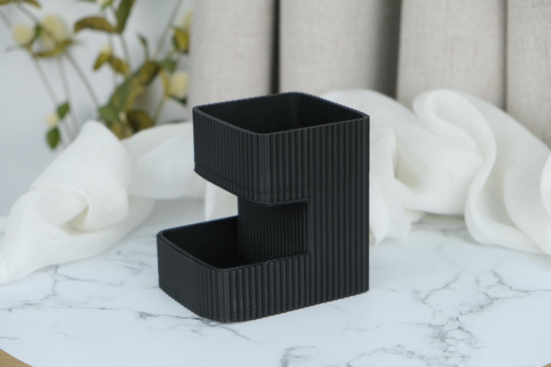 Organiseur Salle de Bain Moderne – Rangement Minimaliste Imprimé en 3D – Décoration Noir Mat