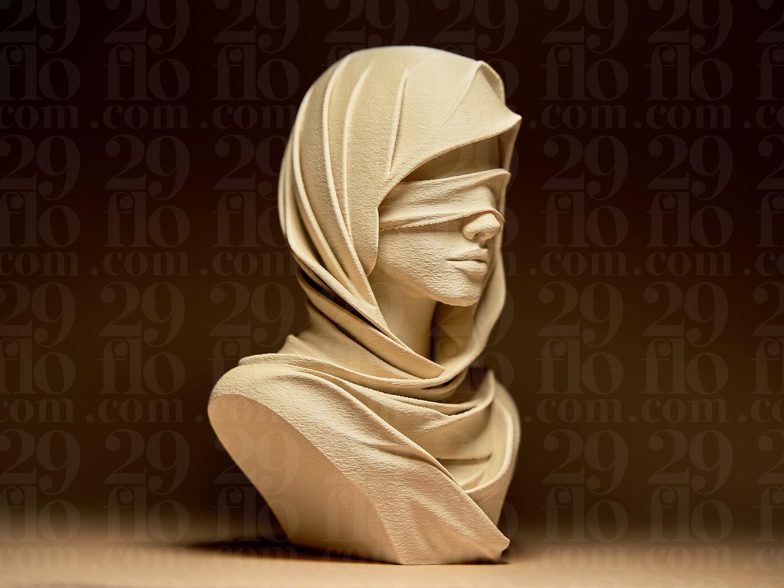 Buste Mystique Voilé – Sculpture Fantasy Moderne en Impression 3D | Décoration Gothique & Minimaliste
