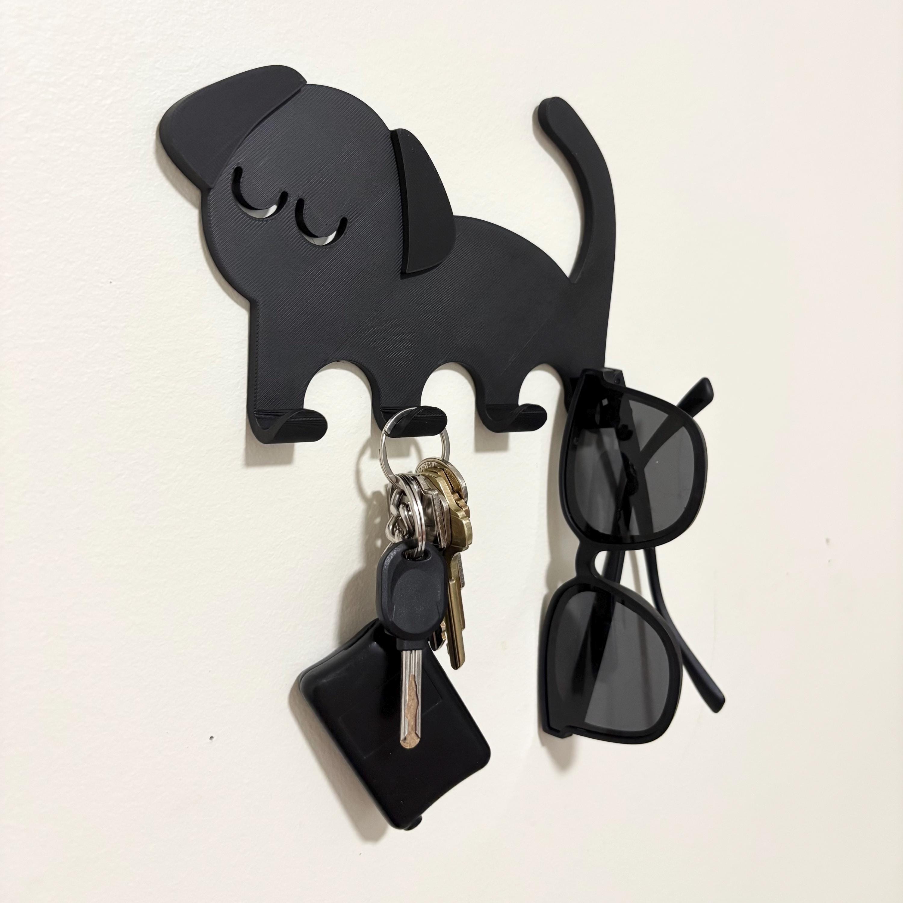 Porte-Clés Mural Chat Minimaliste – Support à Clés et Lunettes Imprimé en 3D | Décoration Murale Moderne