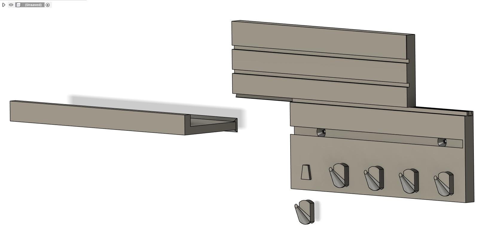 Porte-Clés Mural Minimaliste avec Étagère – Organisateur d’Entrée Imprimé en 3D | Support Clés & Décoration Moderne