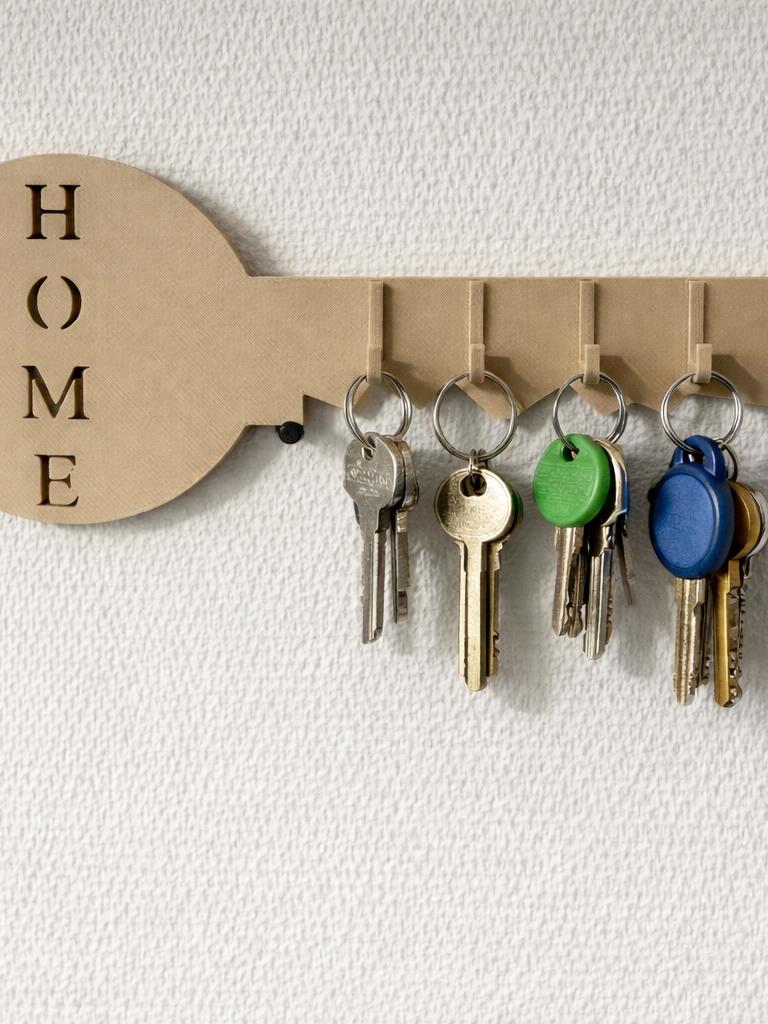 Porte-Clés Mural en Forme de Clé | Support à Clés HOME | Décoration Entrée Maison | Impression 3D