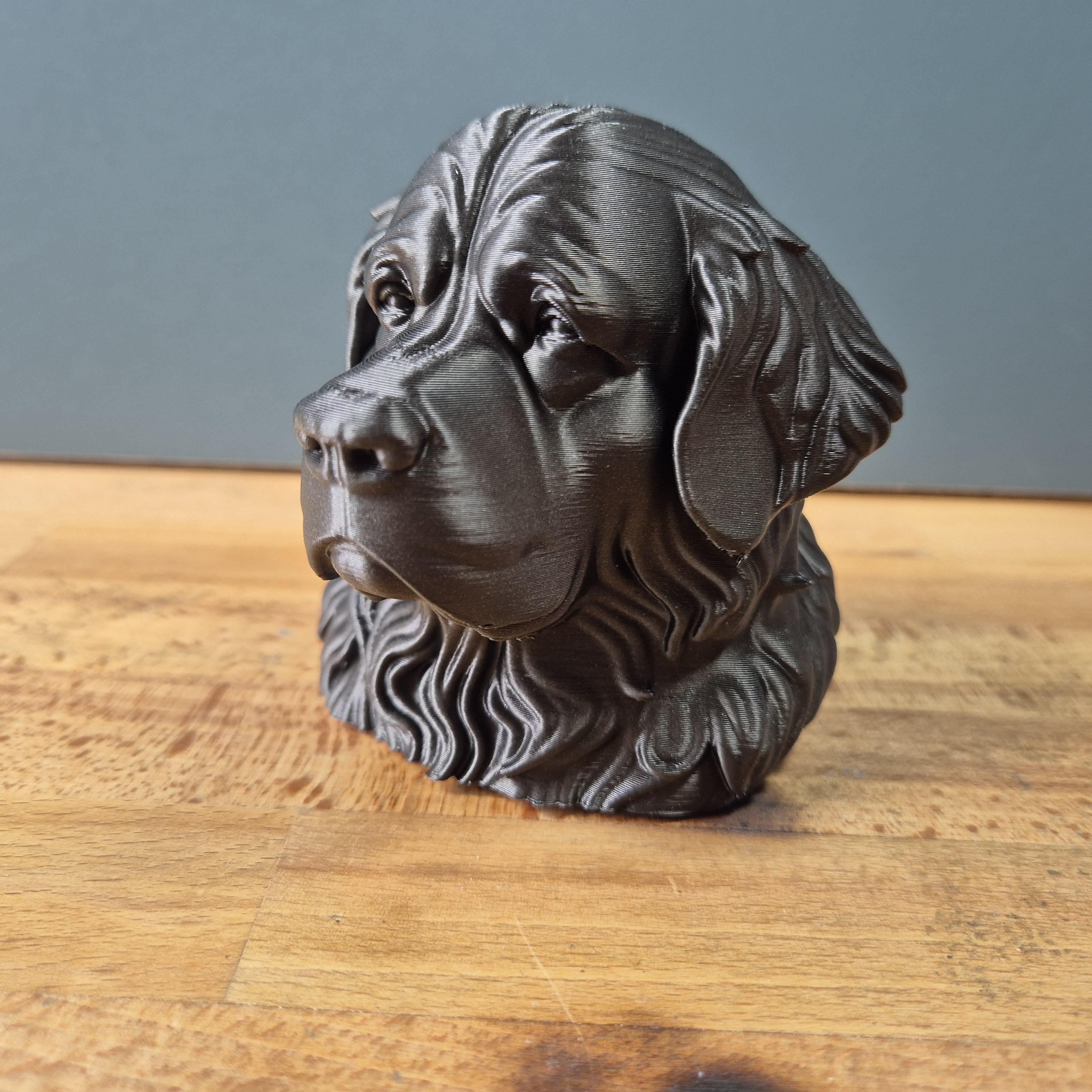 Buste Terre-Neuve – Statue Chien Imprimée en 3D | Décoration Élégante & Cadeau Passion Chiens