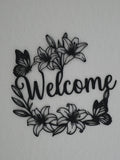 Décoration Murale Welcome Fleurie – Papillons & Lys | Welcome Sign Imprimé en 3D