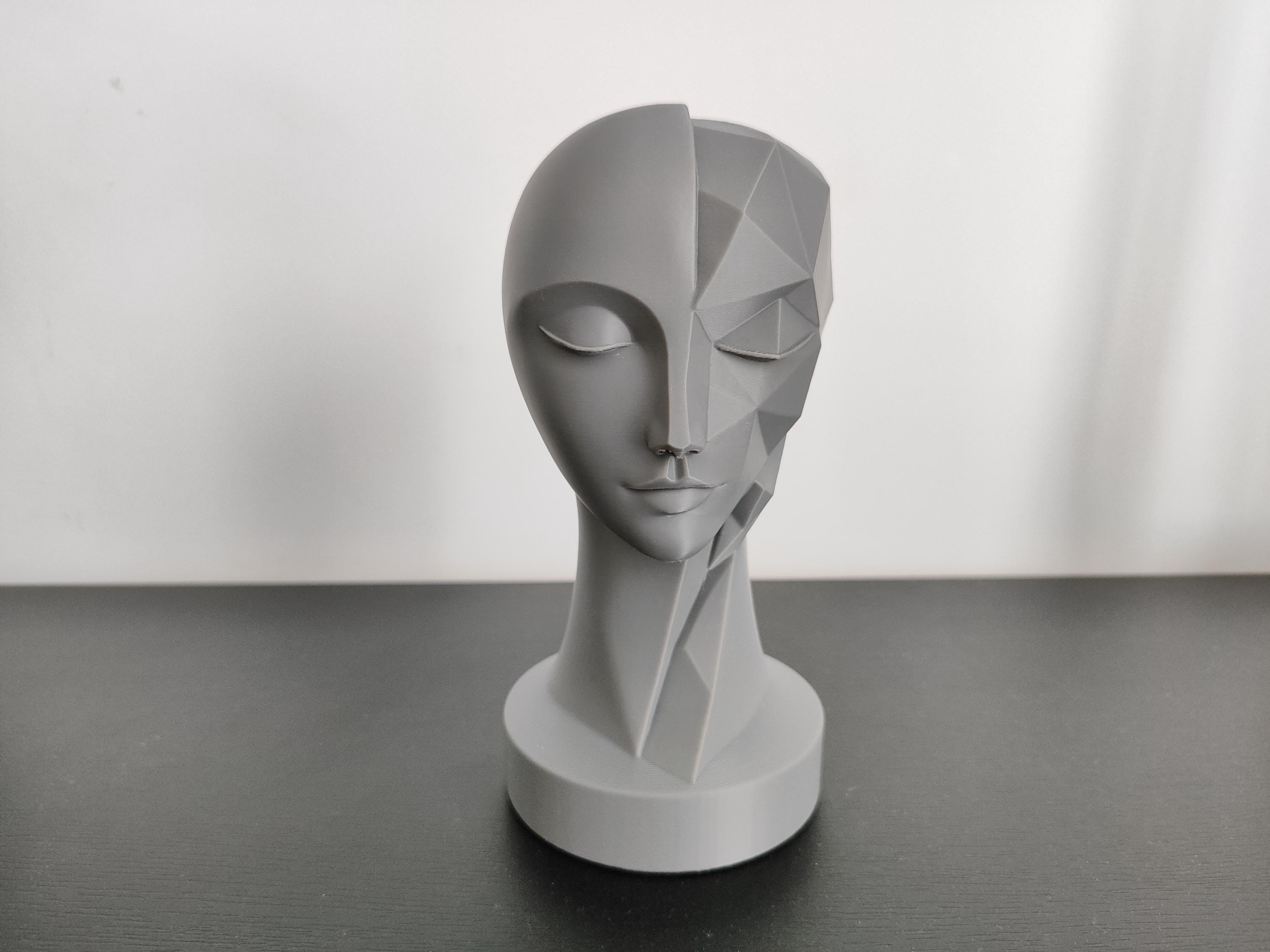 Sculpture Visage Géométrique Moderne – Statue Abstraite Minimaliste Imprimée en 3D | Décoration Design Contemporaine