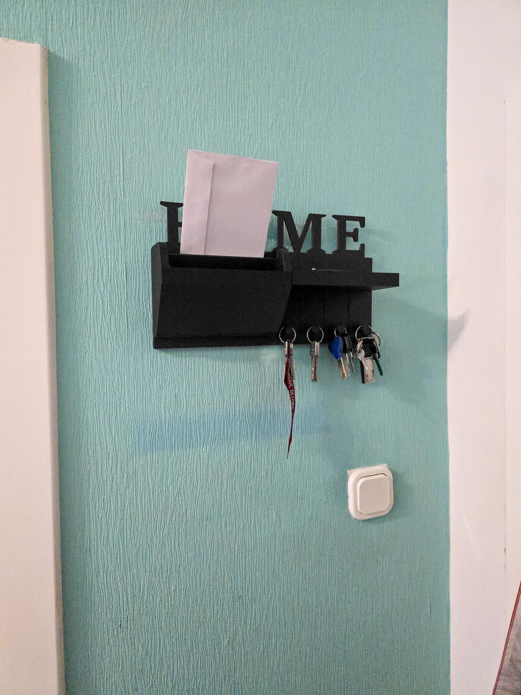 Porte-Clés Mural HOME – Organisateur d’Entrée Imprimé en 3D | Support Courrier et Vide-Poche