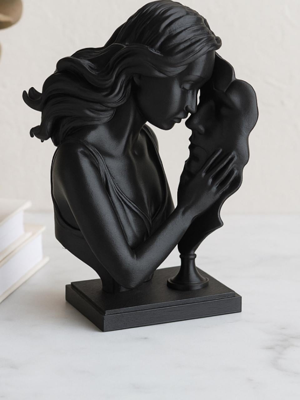 Sculpture Amour Moderne – Femme et Visage Abstrait Imprimé en 3D | Décoration Artistique Romantique