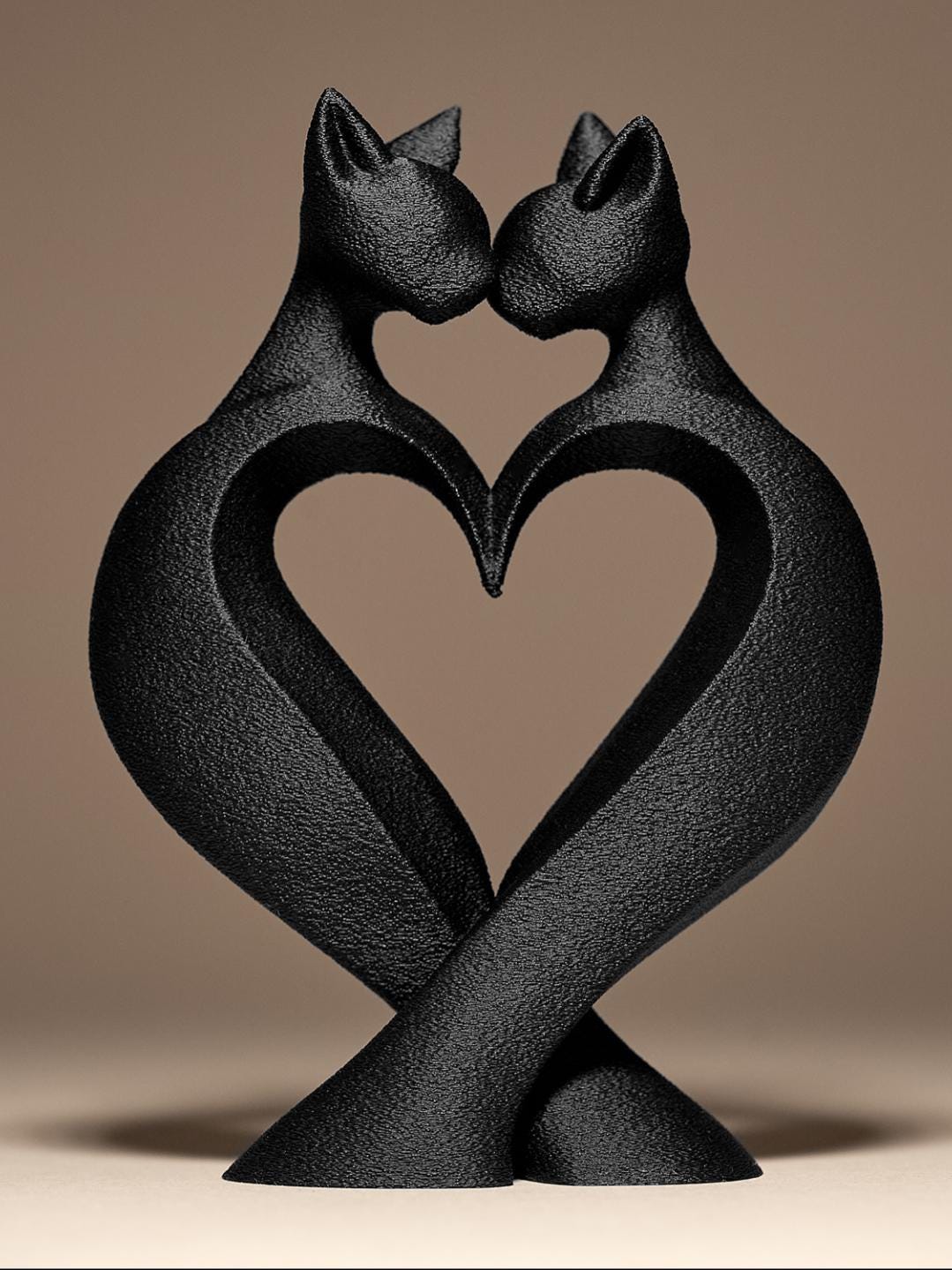 Statue Chats Amoureux – Sculpture Couple de Chats en Forme de Cœur | Décoration Romantique Imprimée en 3D