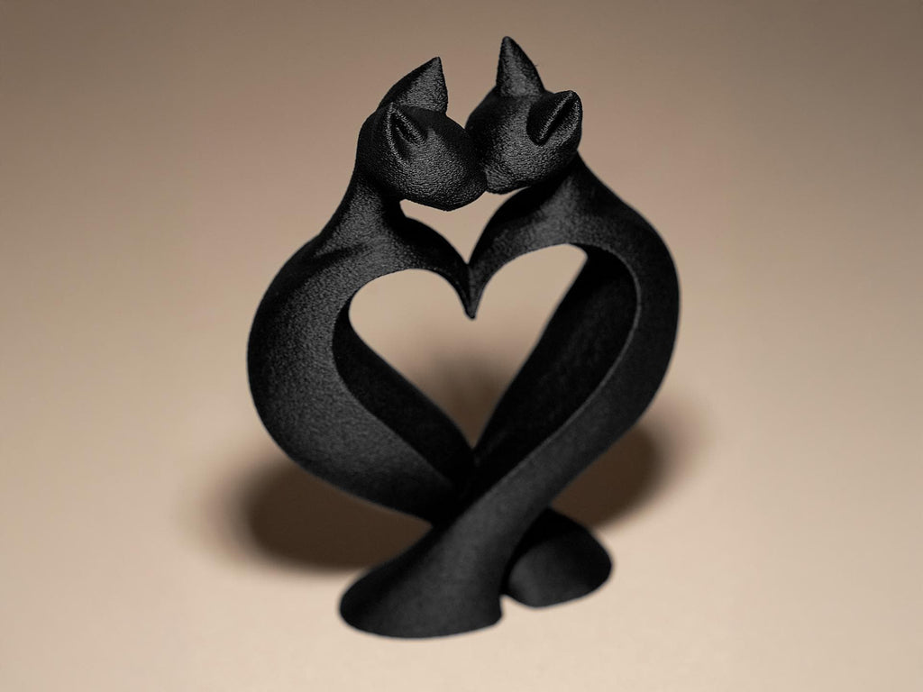 Statue Chats Amoureux – Sculpture Couple de Chats en Forme de Cœur | Décoration Romantique Imprimée en 3D