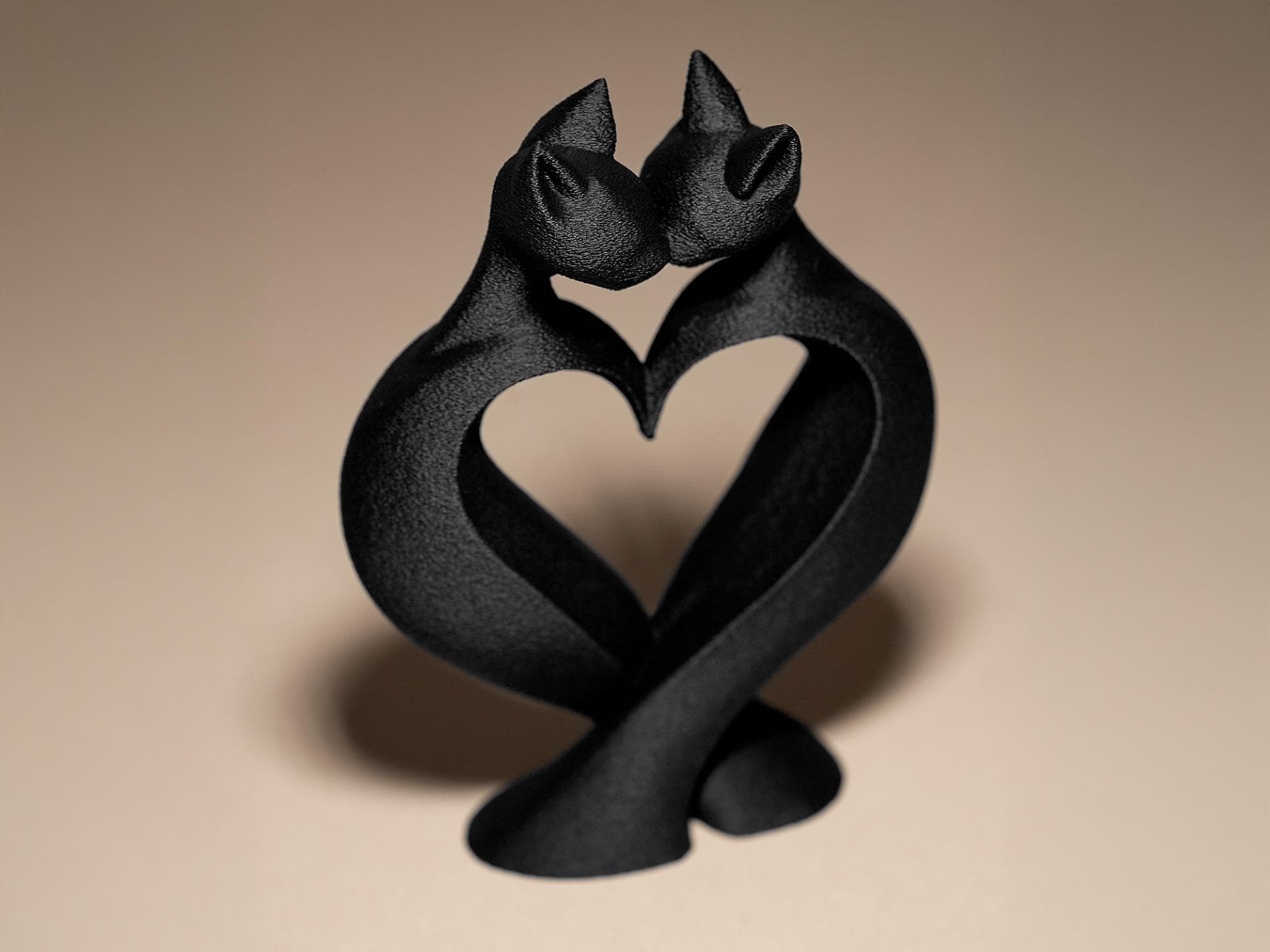 Statue Chats Amoureux – Sculpture Couple de Chats en Forme de Cœur | Décoration Romantique Imprimée en 3D