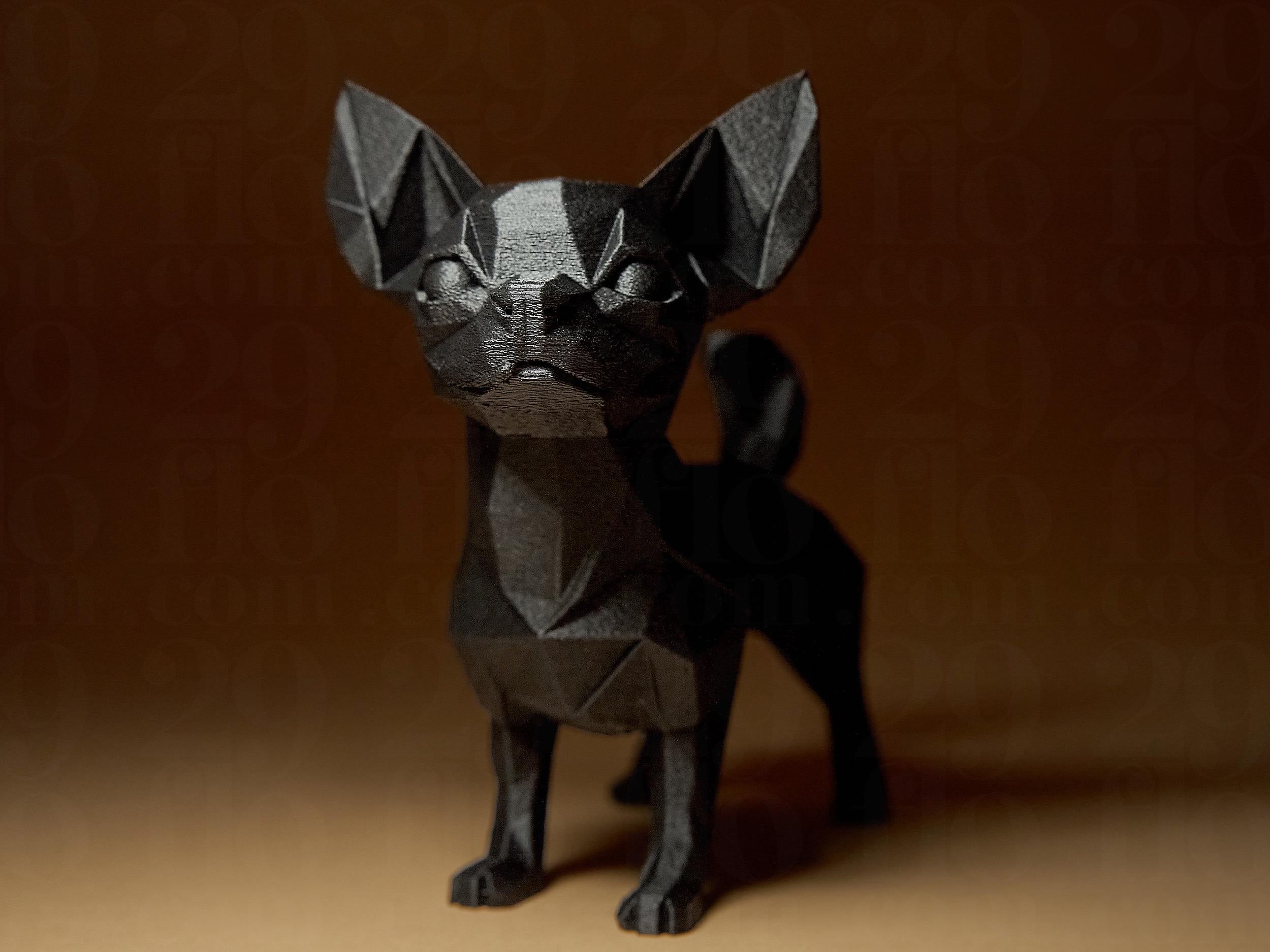 Chihuahua Géométrique – Statue Chien Low Poly – Sculpture Moderne – Décoration Intérieure – Impression 3D – Cadeau Amoureux des Chiens