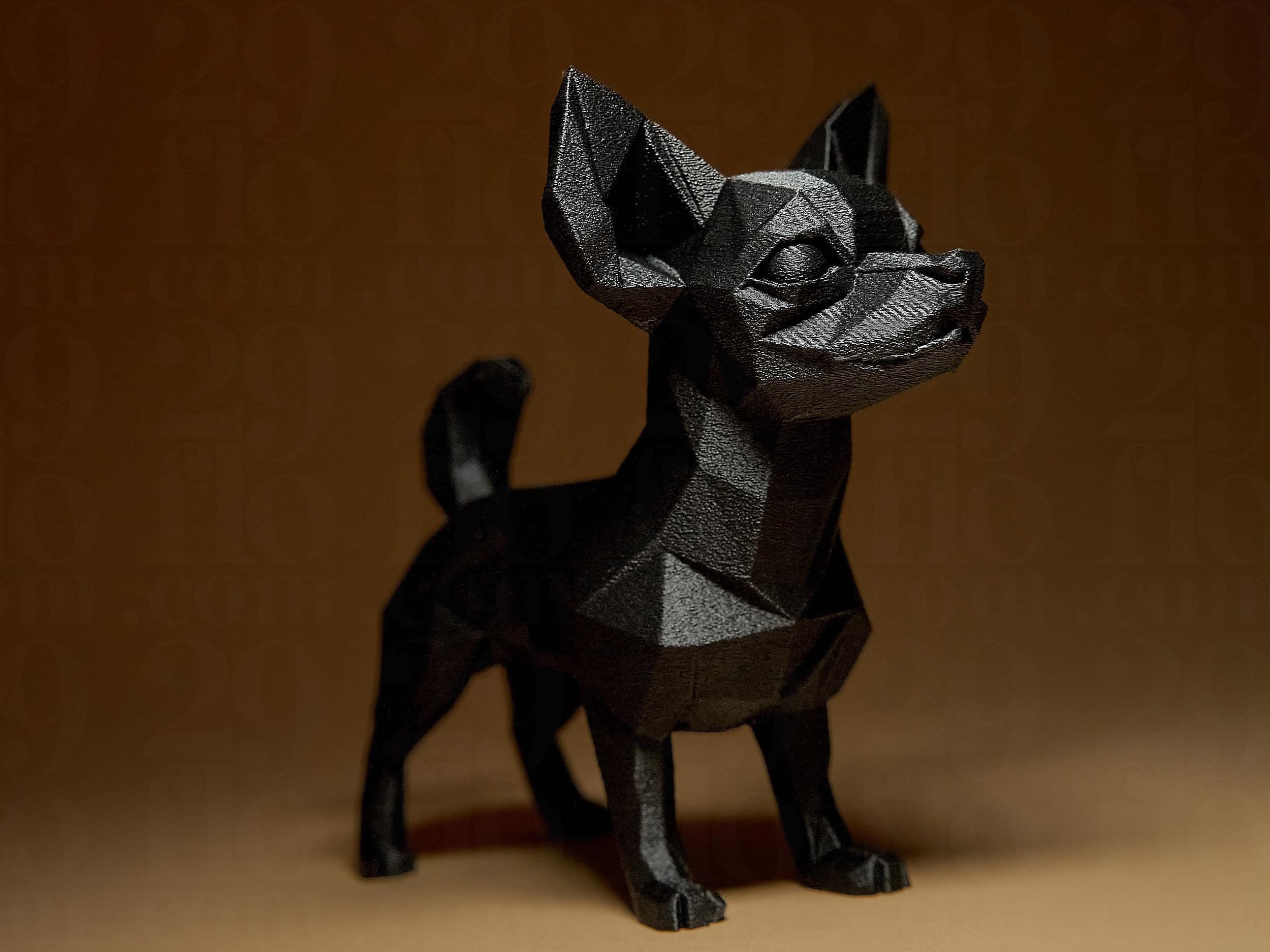Chihuahua Géométrique – Statue Chien Low Poly – Sculpture Moderne – Décoration Intérieure – Impression 3D – Cadeau Amoureux des Chiens
