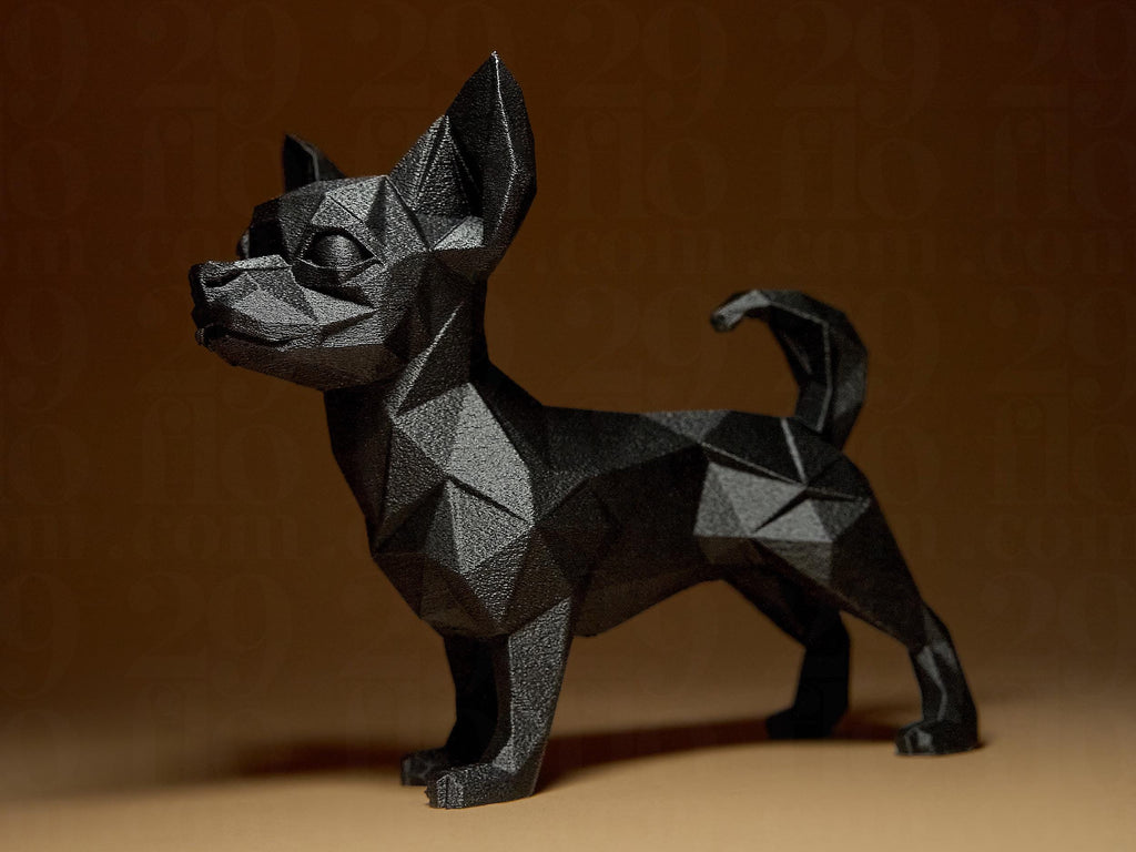Chihuahua Géométrique – Statue Chien Low Poly – Sculpture Moderne – Décoration Intérieure – Impression 3D – Cadeau Amoureux des Chiens