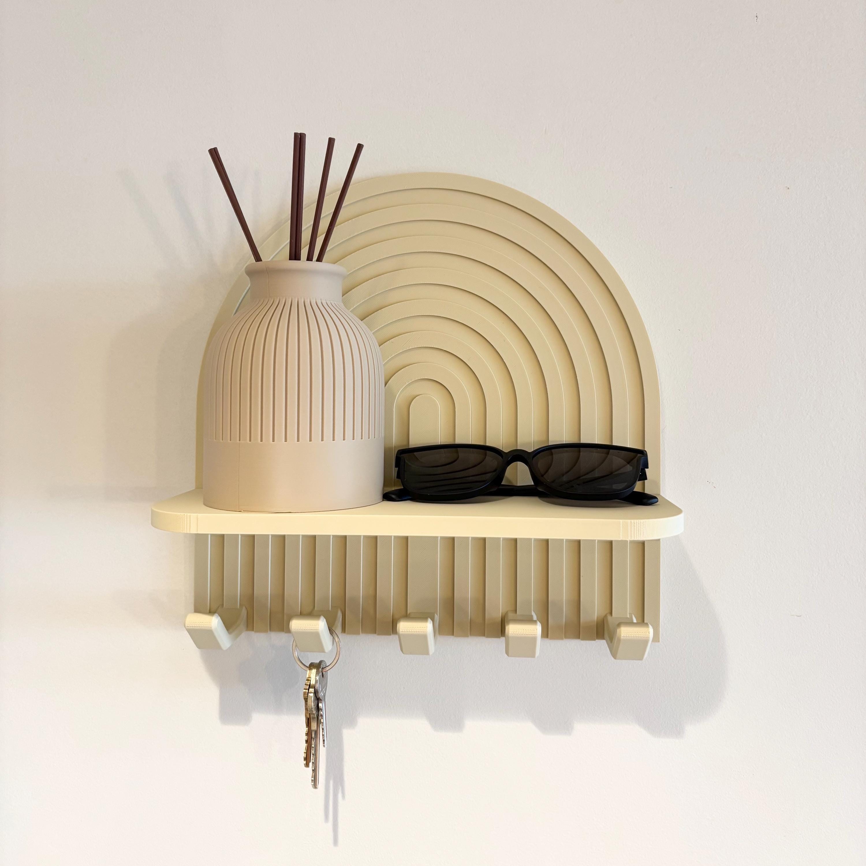 Porte-clés Mural Arc-en-Ciel – Étagère d’Entrée avec 5 Crochets – Décoration Moderne Imprimée en 3D