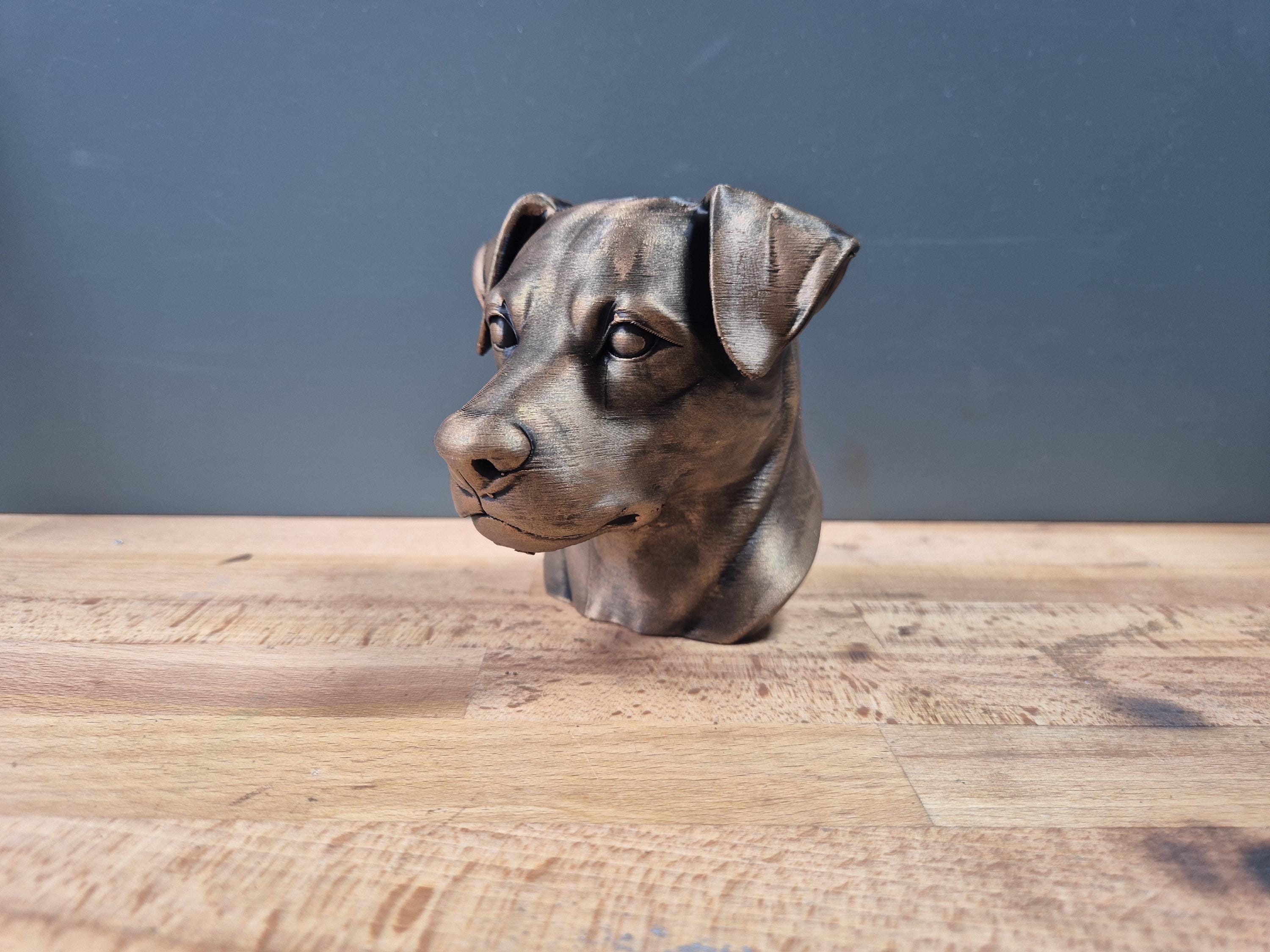 Buste de Patterdale Terrier – Statue Chien Imprimée en 3D – Décoration Moderne – Cadeau pour Amoureux des Chiens