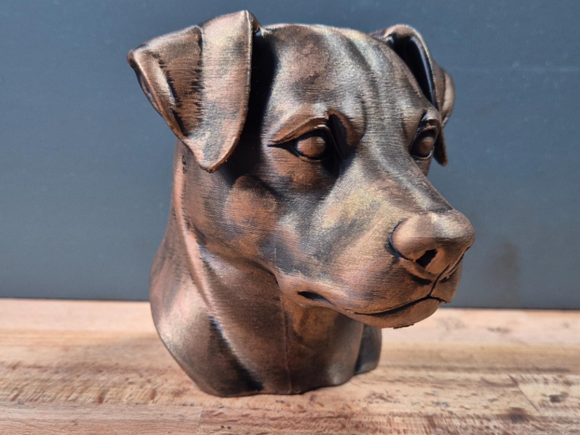 Buste de Patterdale Terrier – Statue Chien Imprimée en 3D – Décoration Moderne – Cadeau pour Amoureux des Chiens