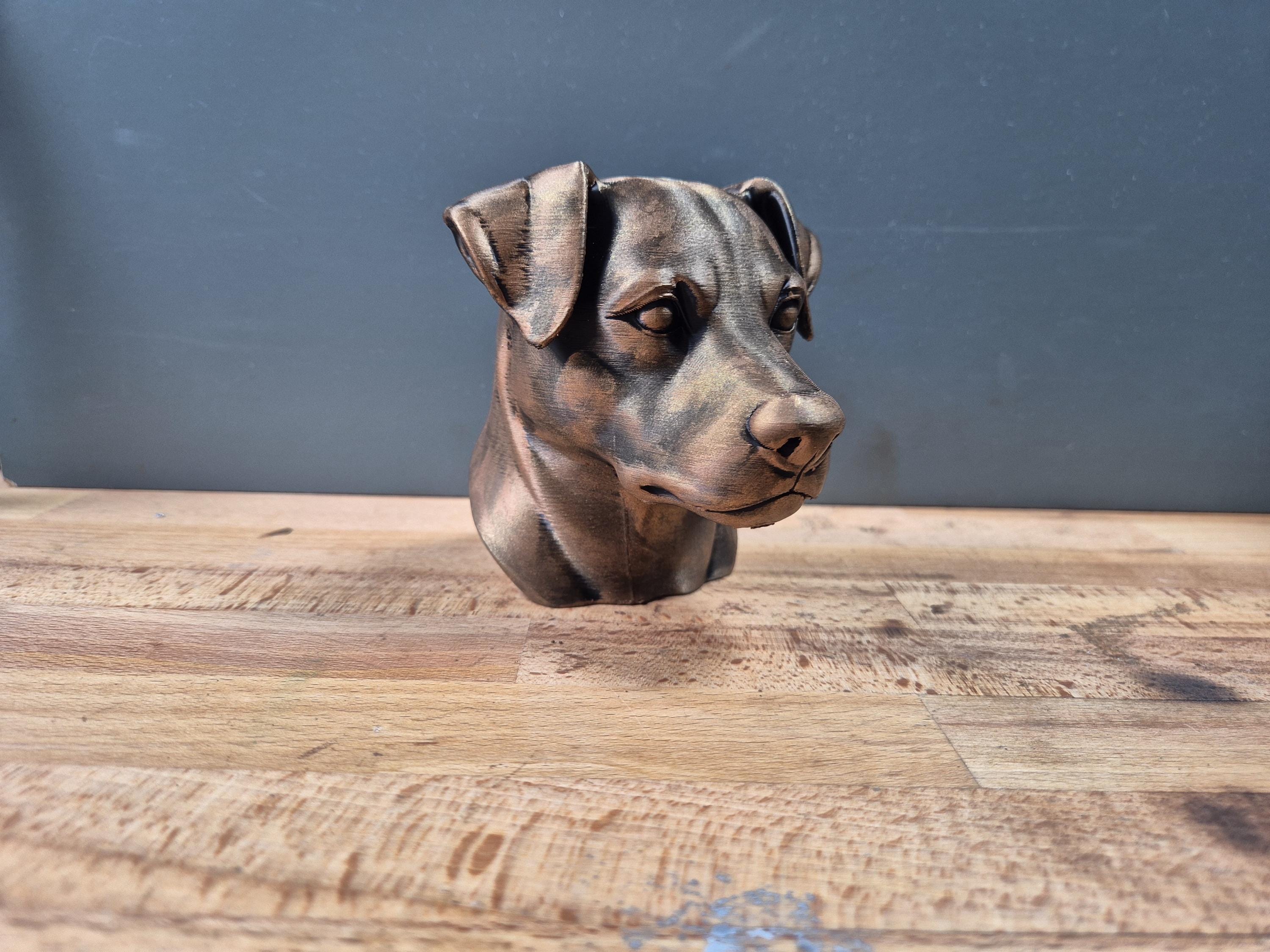 Buste de Patterdale Terrier – Statue Chien Imprimée en 3D – Décoration Moderne – Cadeau pour Amoureux des Chiens