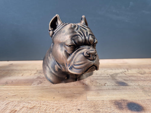 Buste American Bully – Statue de Chien Imprimée en 3D – Décoration Moderne – Cadeau pour Passionnés de Chiens