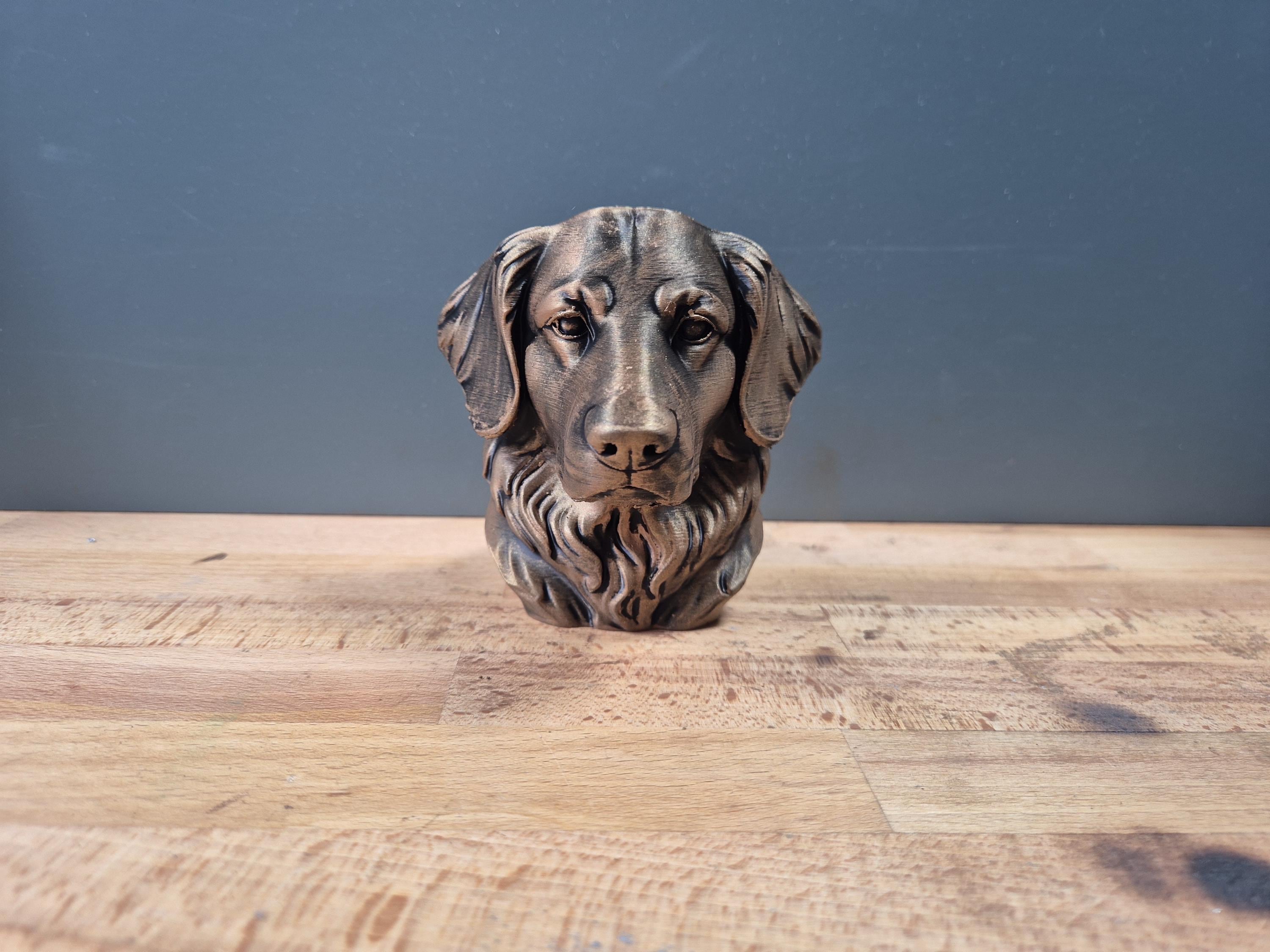 Buste Hovawart – Statue de Chien Imprimée en 3D – Décoration Moderne – Cadeau pour Amoureux des Hovawarts