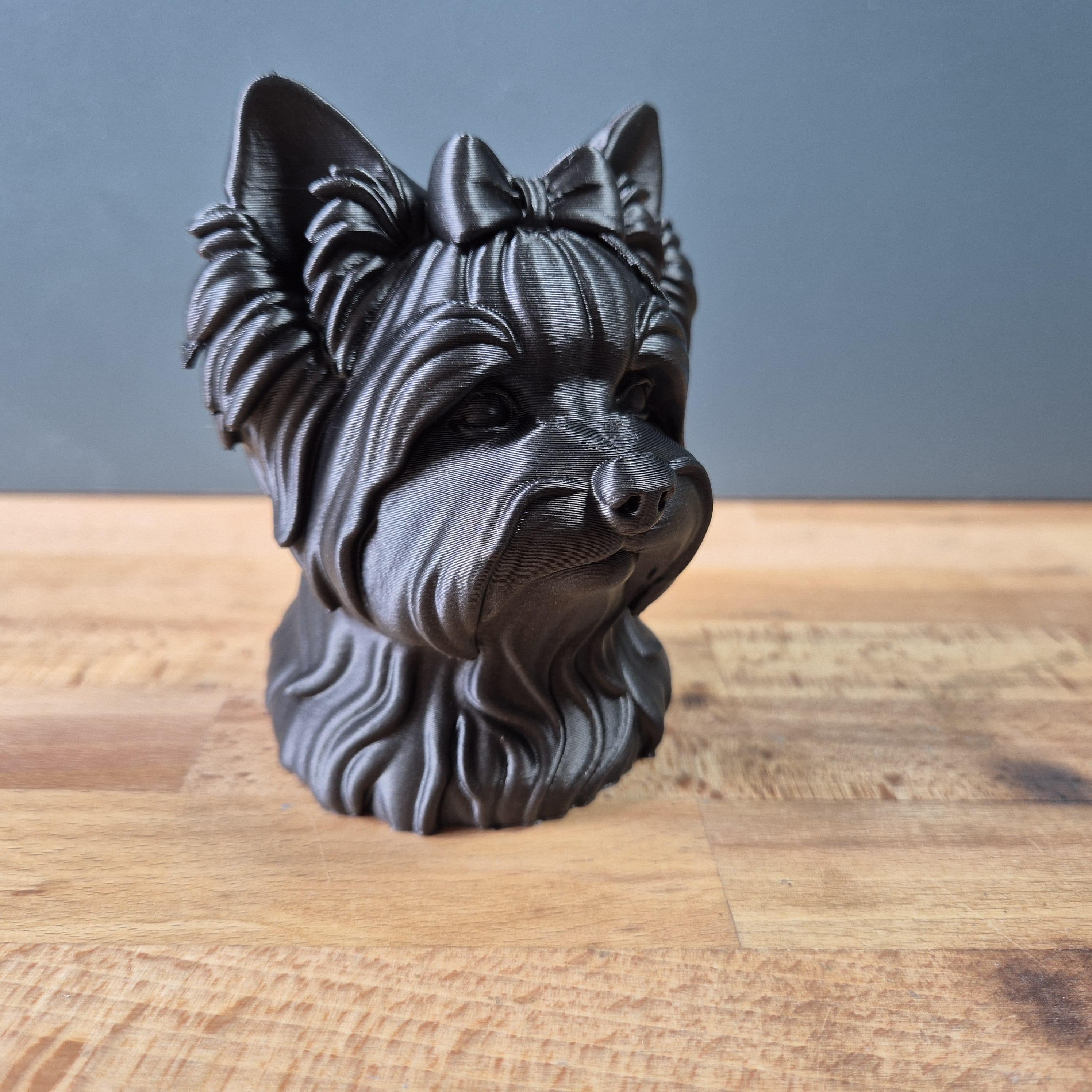 Buste Biewer Yorkshire Terrier – Statue de Chien Imprimée en 3D – Décoration Moderne – Cadeau pour Amoureux des Biewer Yorkies