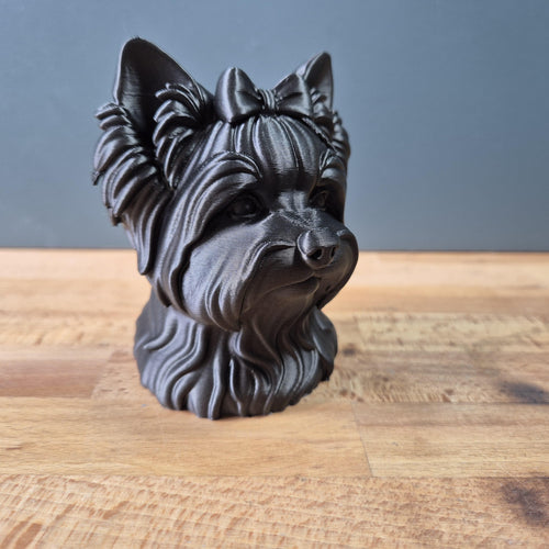 Buste Biewer Yorkshire Terrier – Statue de Chien Imprimée en 3D – Décoration Moderne – Cadeau pour Amoureux des Biewer Yorkies