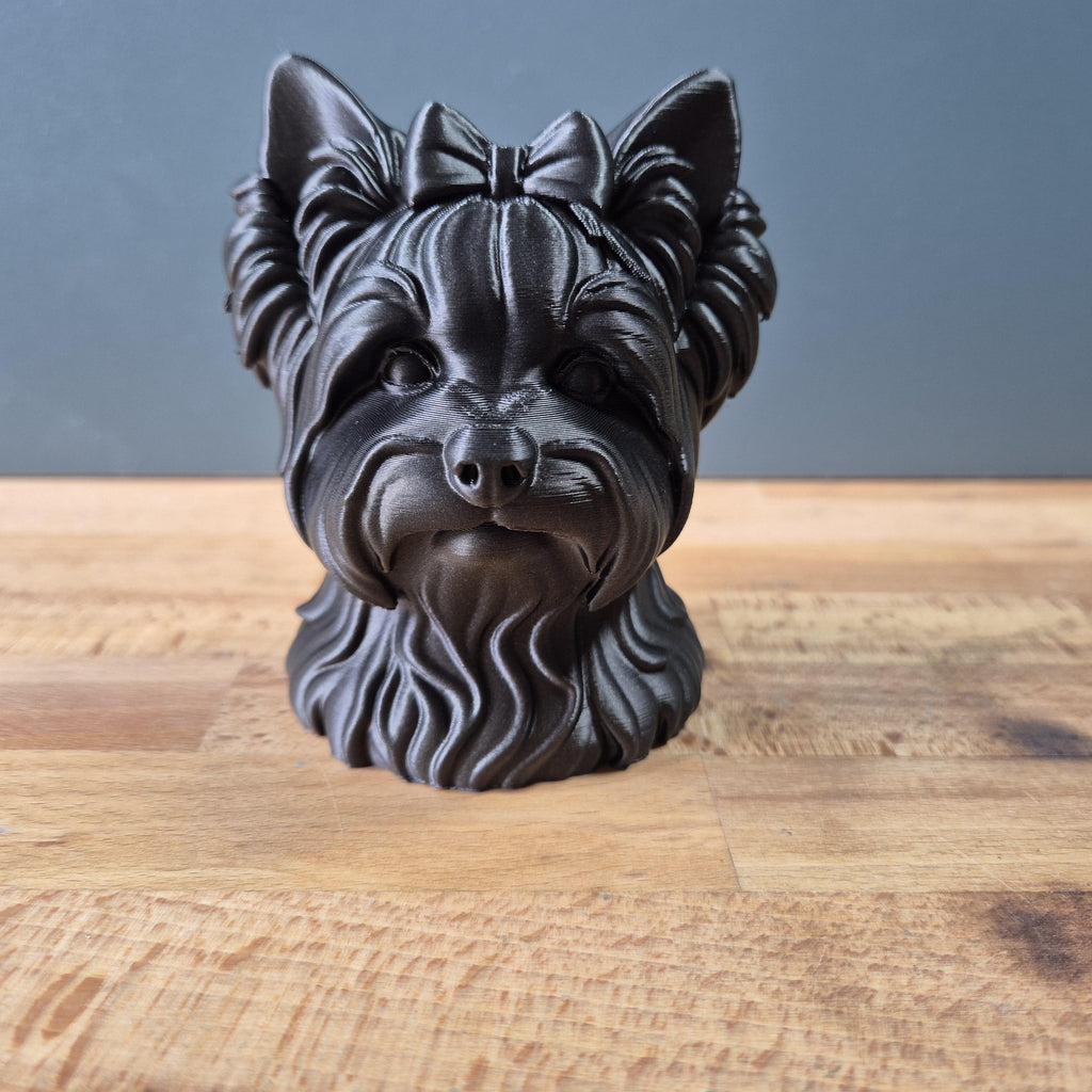 Buste Biewer Yorkshire Terrier – Statue de Chien Imprimée en 3D – Décoration Moderne – Cadeau pour Amoureux des Biewer Yorkies