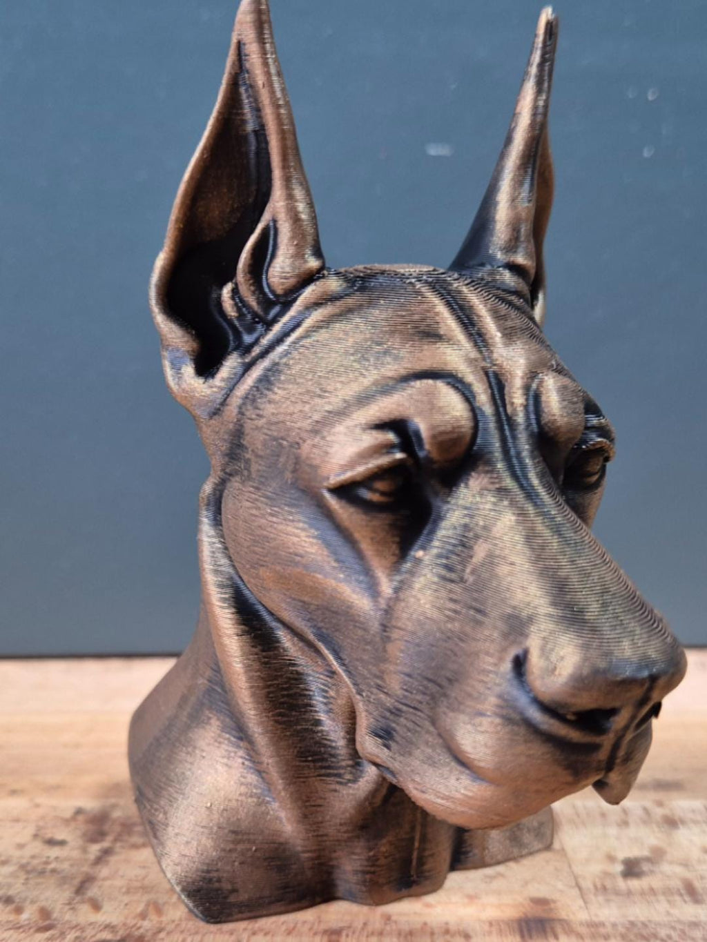 Buste Dogue Allemand – Oreilles Coupées – Statue de Chien Imprimée en 3D – Décoration Moderne – Great Dane Cropped Ears