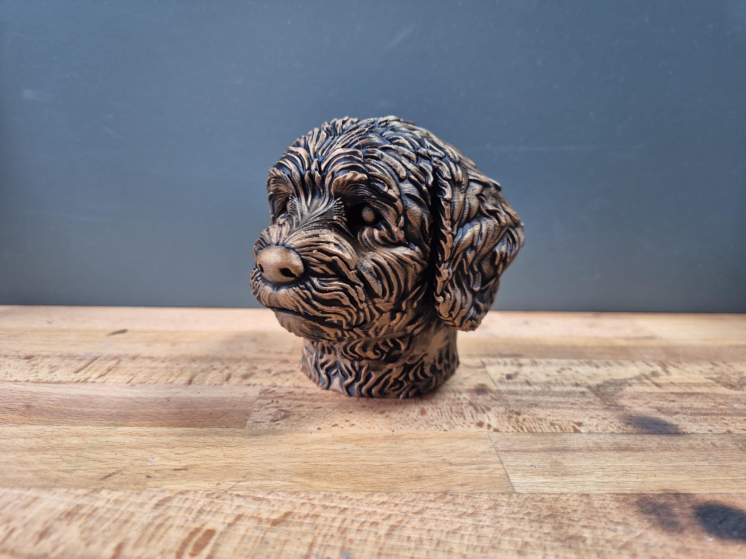 Buste Coton de Tuléar – Statue de Chien Imprimée en 3D – Décoration Élégante – Cadeau pour Amoureux du Coton de Tuléar