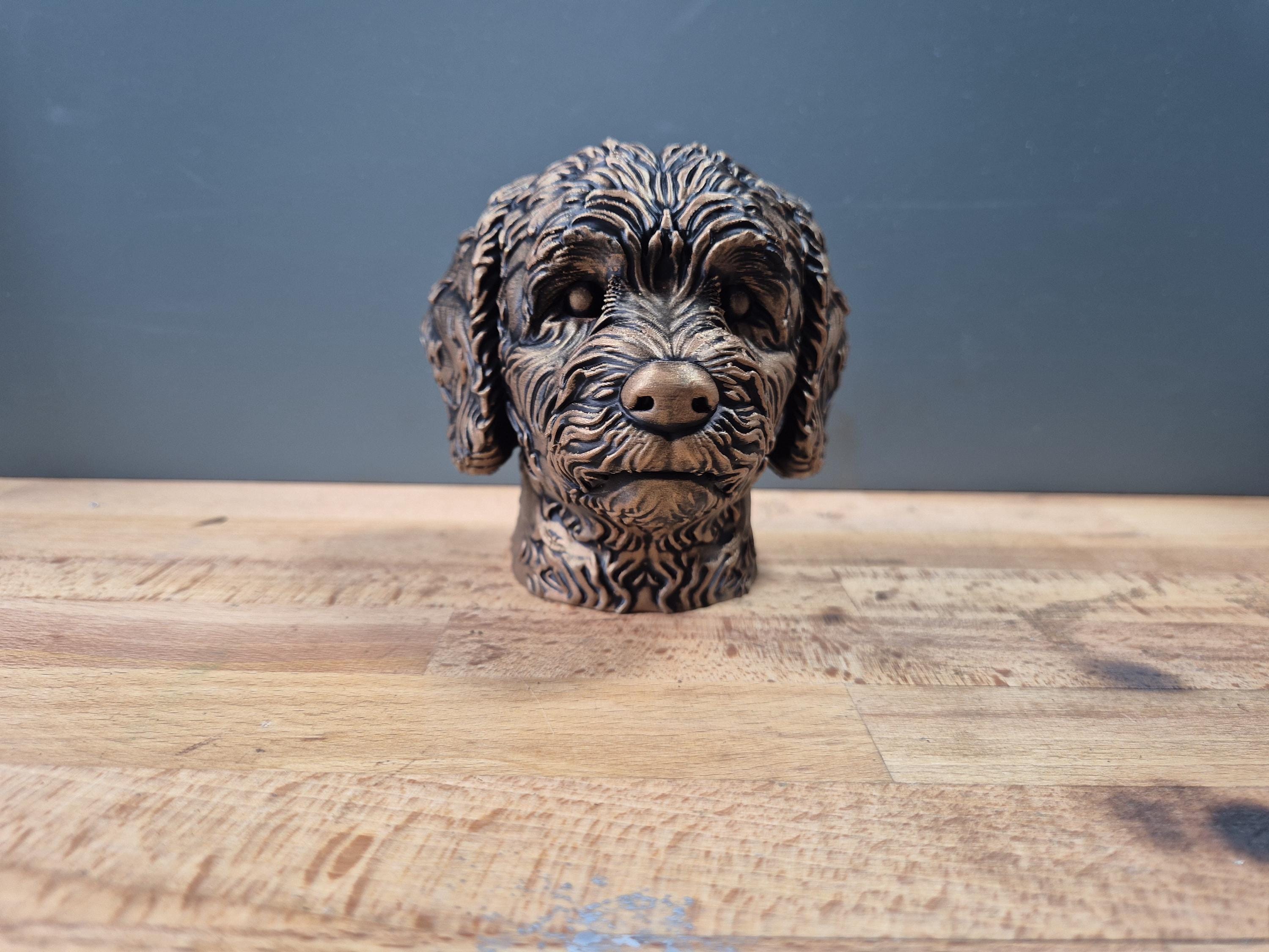 Buste Coton de Tuléar – Statue de Chien Imprimée en 3D – Décoration Élégante – Cadeau pour Amoureux du Coton de Tuléar