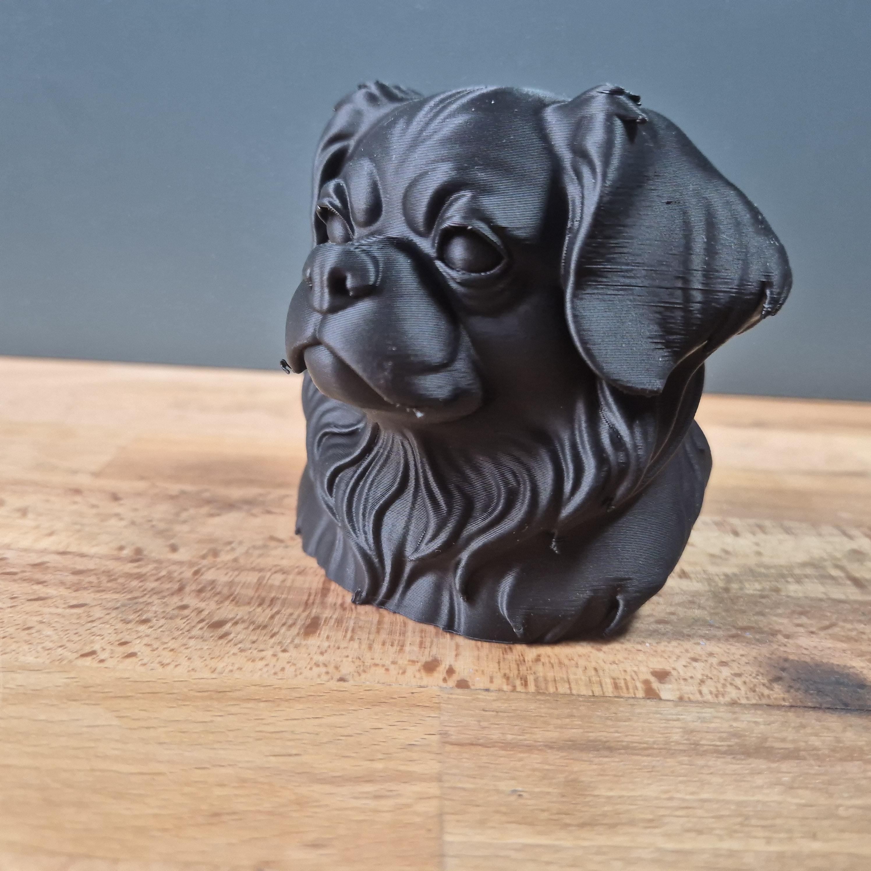 Buste Épagneul Tibétain – Statue Chien Imprimée en 3D – Sculpture Réaliste – Décoration Maison – Cadeau Amoureux des Chiens