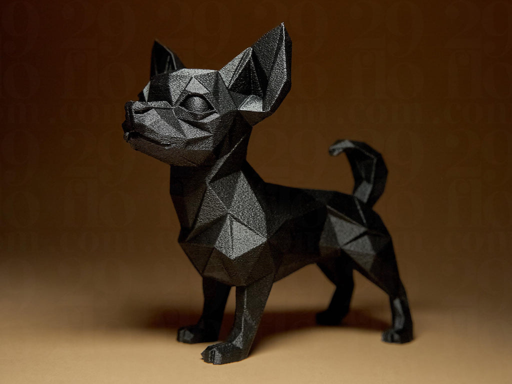 Chihuahua Géométrique – Statue Chien Low Poly – Sculpture Moderne – Décoration Intérieure – Impression 3D – Cadeau Amoureux des Chiens
