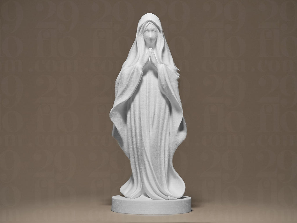 Statue Vierge Marie en Prière – Sculpture Religieuse Imprimée en 3D – Décoration Spirituelle Catholique