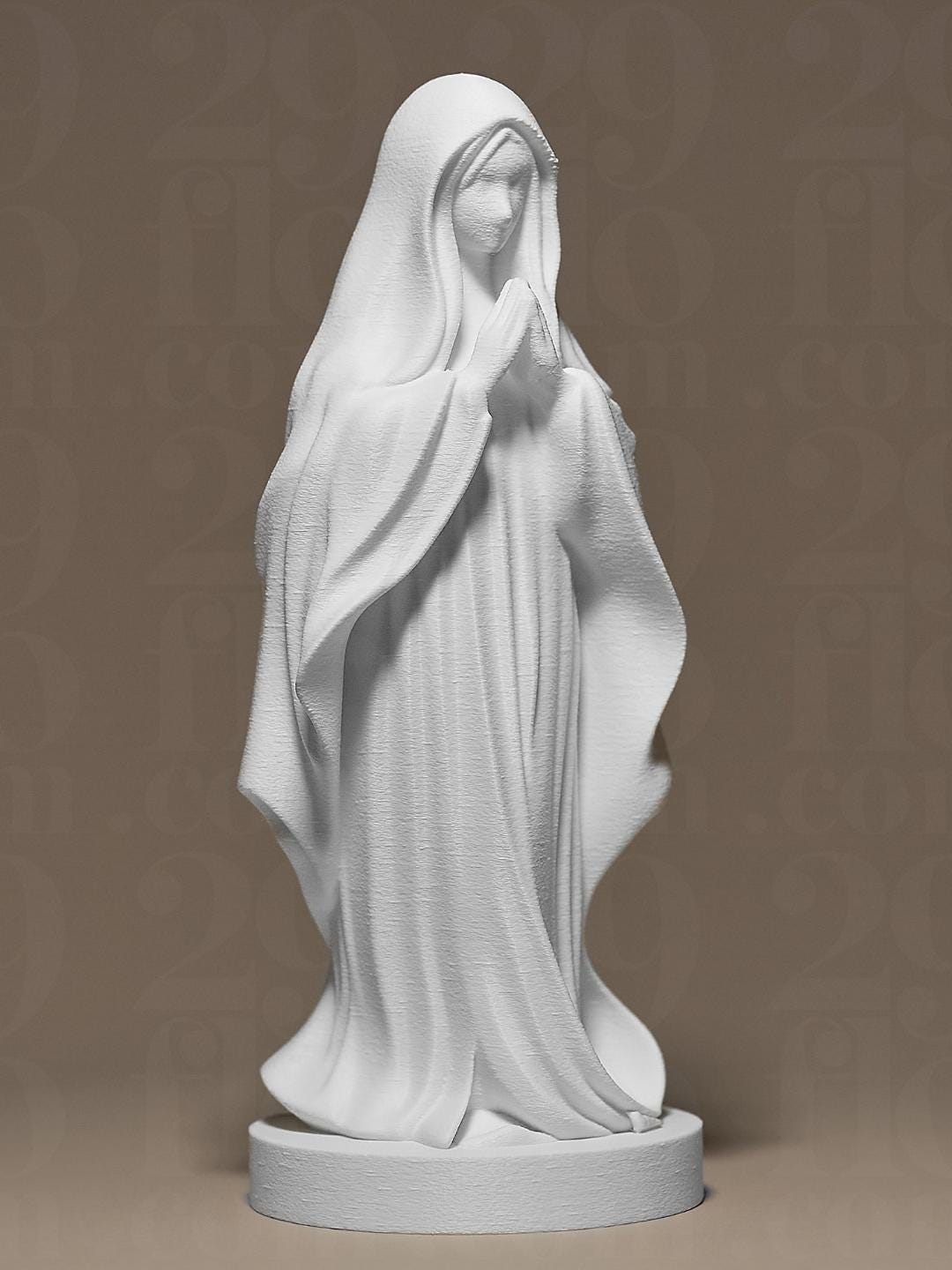 Statue Vierge Marie en Prière – Sculpture Religieuse Imprimée en 3D – Décoration Spirituelle Catholique