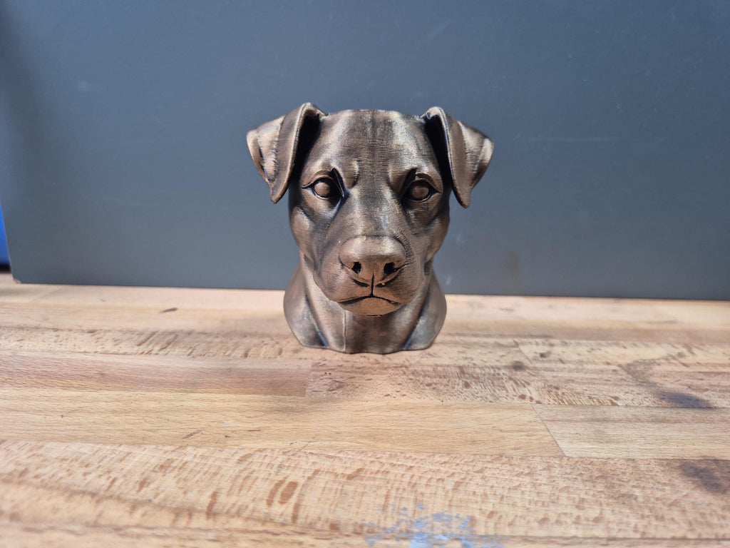 Buste de Patterdale Terrier – Statue Chien Imprimée en 3D – Décoration Moderne – Cadeau pour Amoureux des Chiens