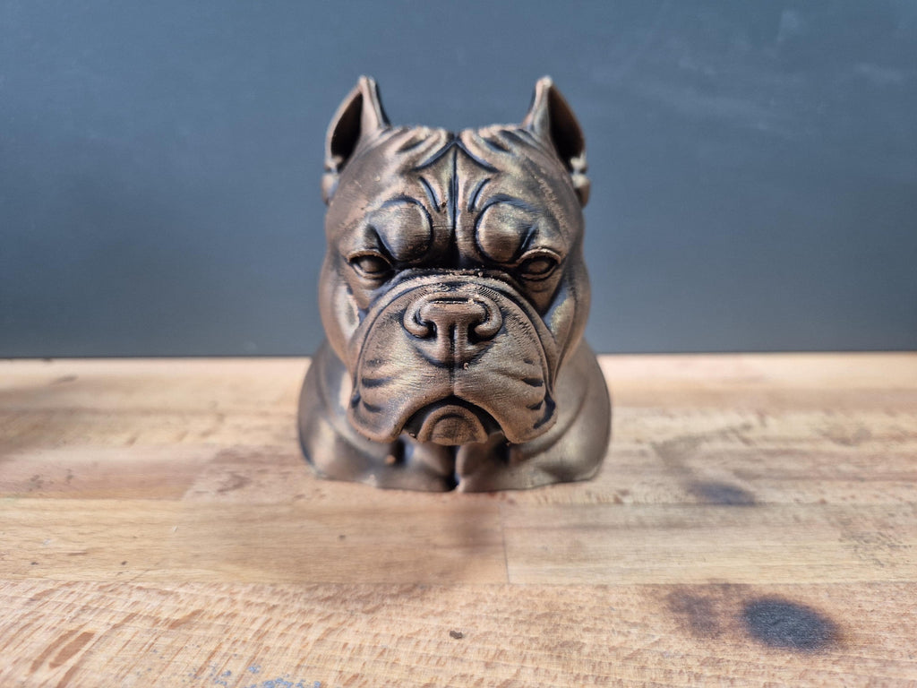 Buste American Bully – Statue de Chien Imprimée en 3D – Décoration Moderne – Cadeau pour Passionnés de Chiens