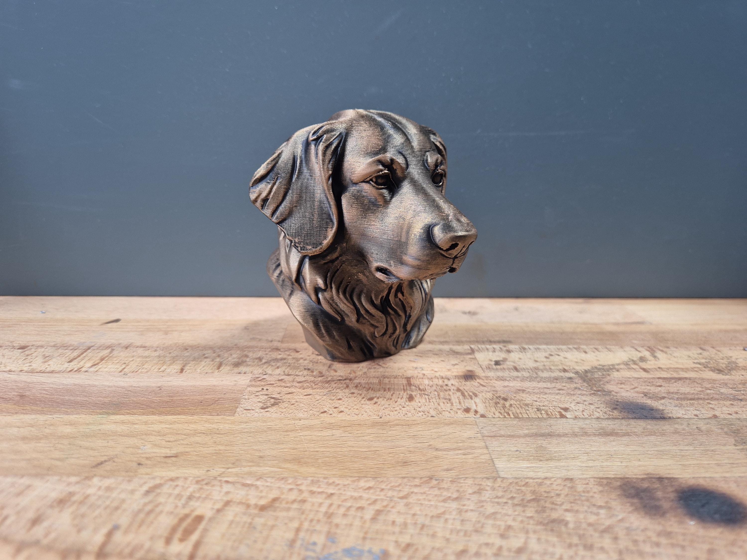 Buste Hovawart – Statue de Chien Imprimée en 3D – Décoration Moderne – Cadeau pour Amoureux des Hovawarts