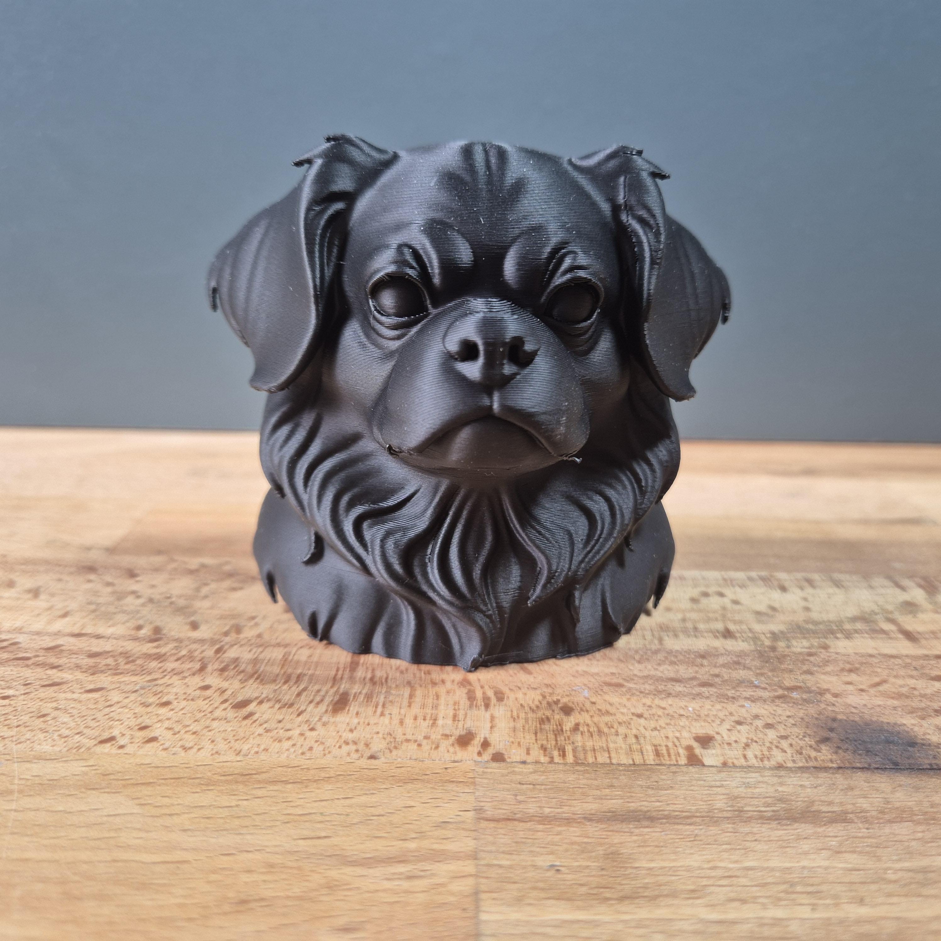Buste Épagneul Tibétain – Statue Chien Imprimée en 3D – Sculpture Réaliste – Décoration Maison – Cadeau Amoureux des Chiens