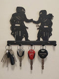 Porte-clés mural Motards – Couple Moto – Support 5 crochets – Déco Garage