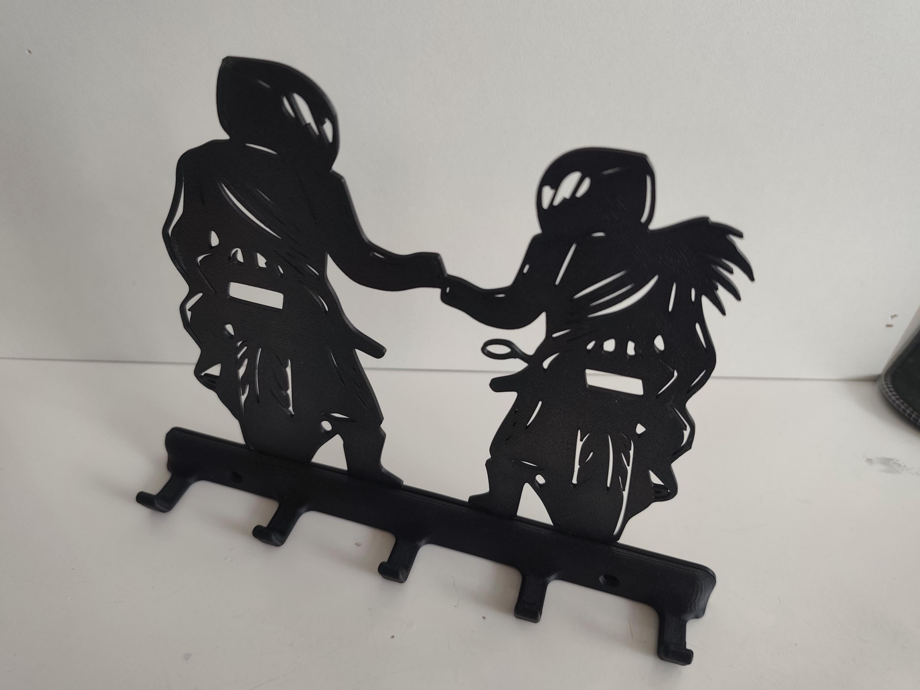 Porte-clés mural Motards – Couple Moto – Support 5 crochets – Déco Garage